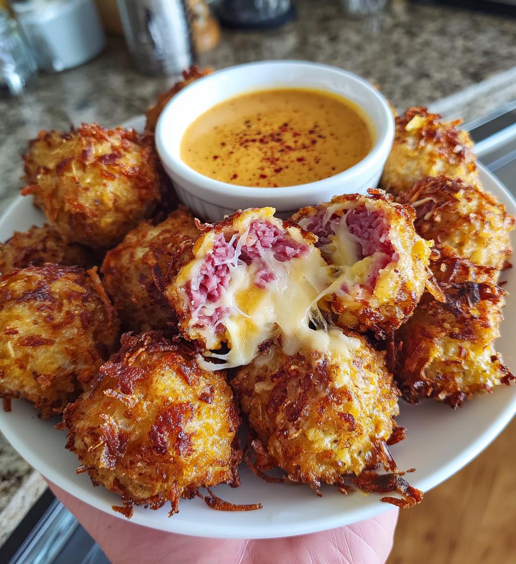 reuben balls with spicy thousand island dipping sauce - detail 1
