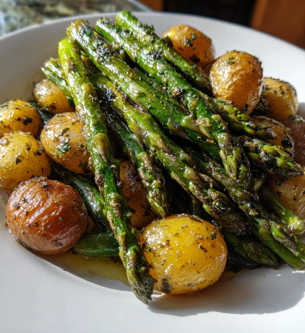 roasted asparagus and potatoes - detail 1