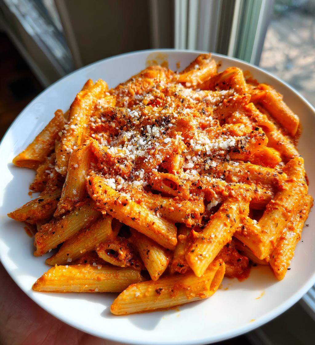 roasted red pepper pasta - detail 1