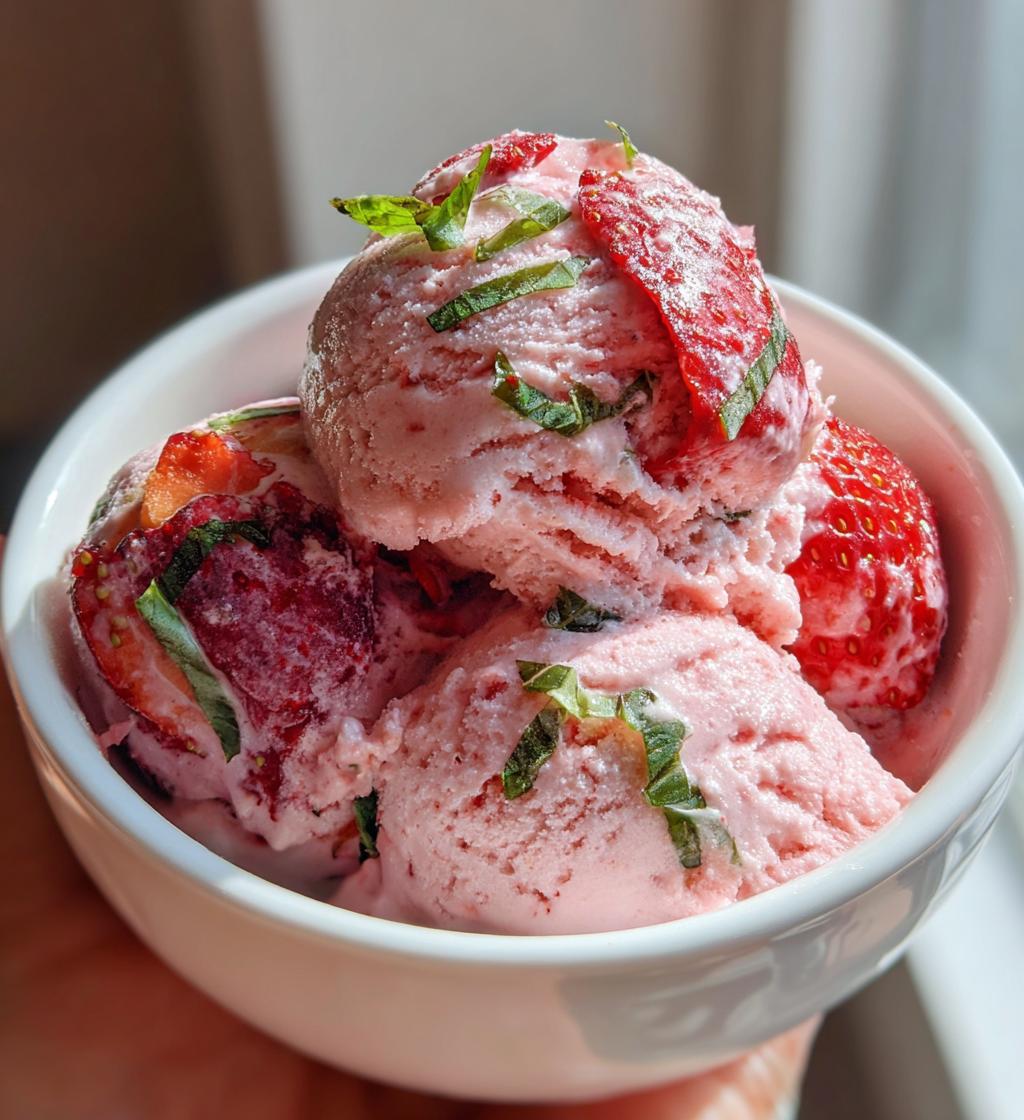 roasted strawberries lime basil ice cream - detail 1