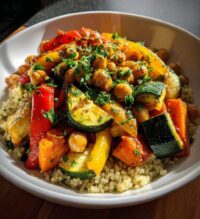 roasted veggie chickpea bowls