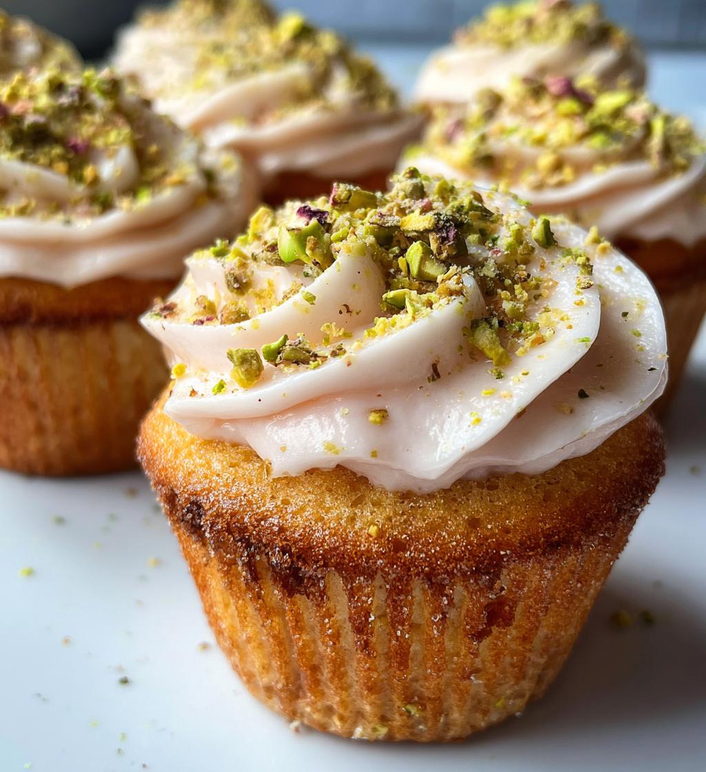 rose and pistachio cupcakes