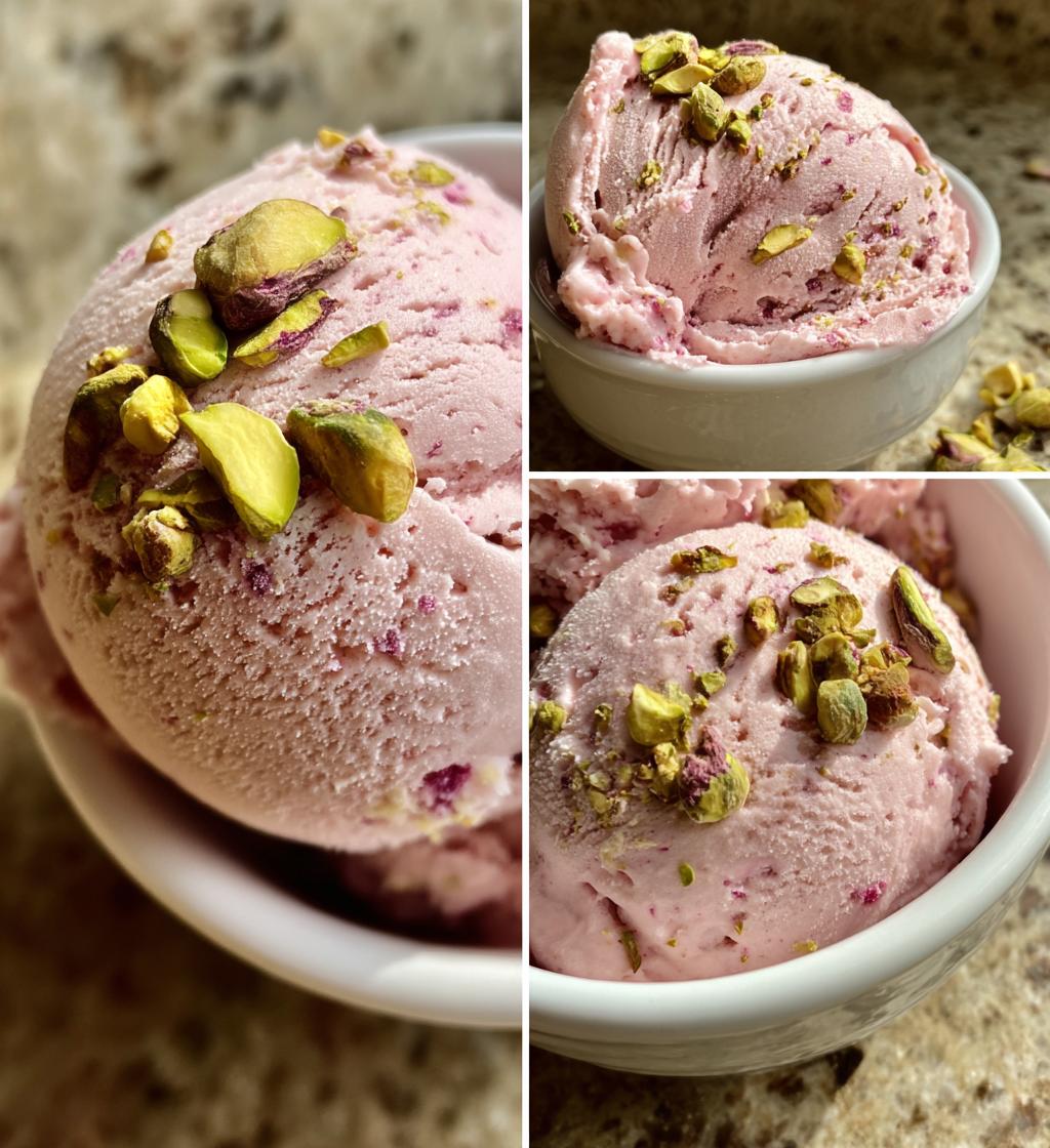 rose pistachio cheesecake ice cream - detail 1