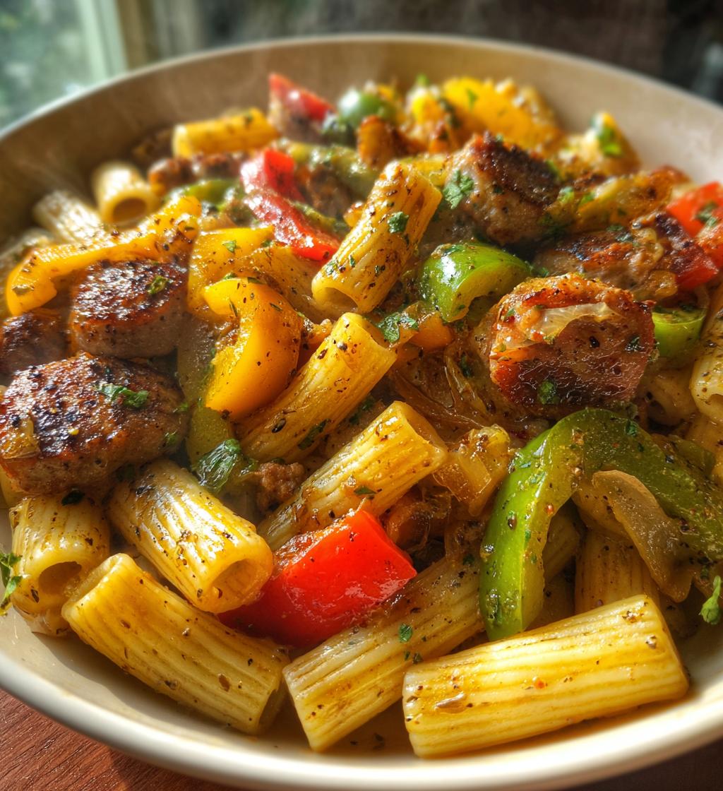 sausage and peppers pasta - detail 1