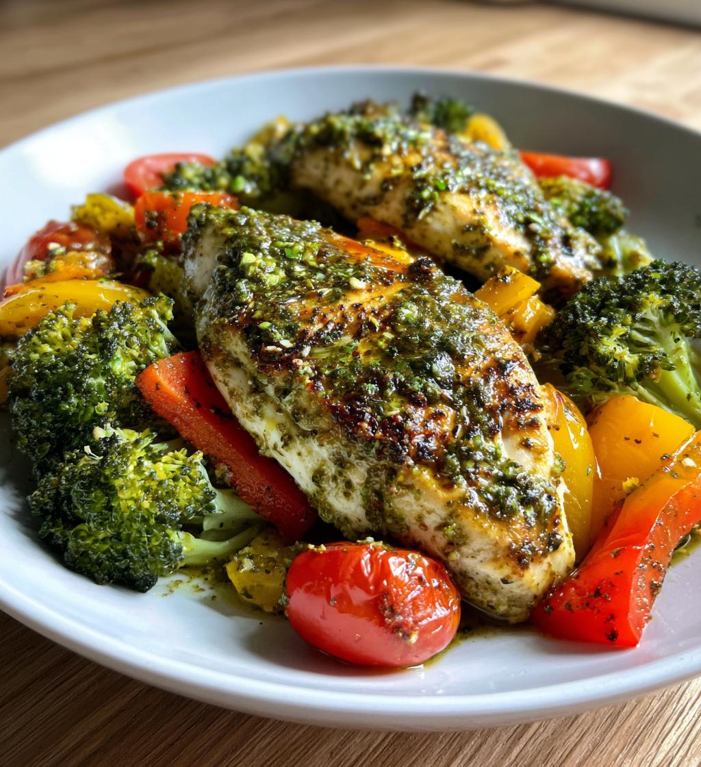 sheet pan pesto chicken and veggies - detail 1
