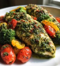 sheet pan pesto chicken and veggies