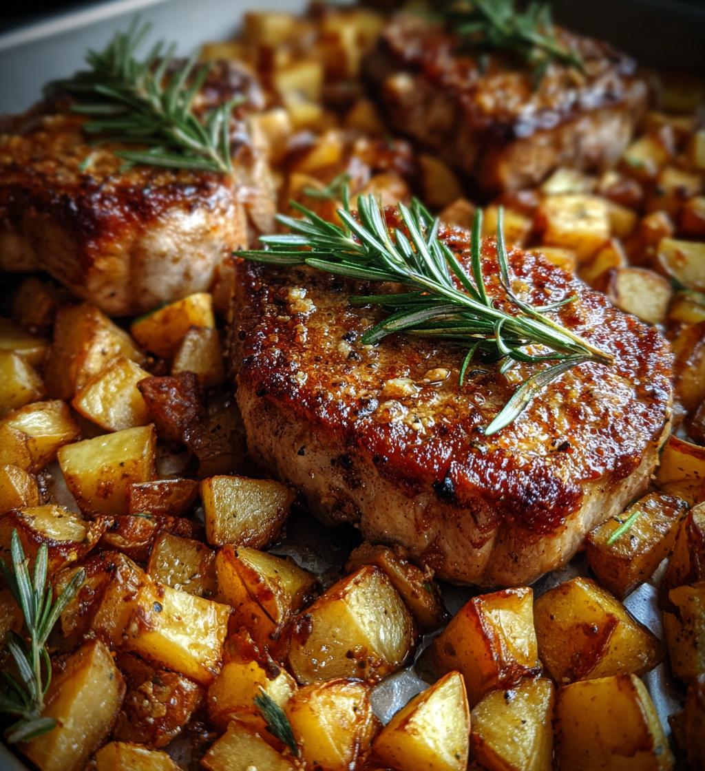 sheet pan pork chops and potatoes - detail 1
