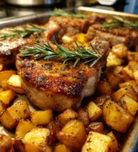 sheet pan pork chops and potatoes