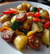 sheet pan potatoes sausage and veggies