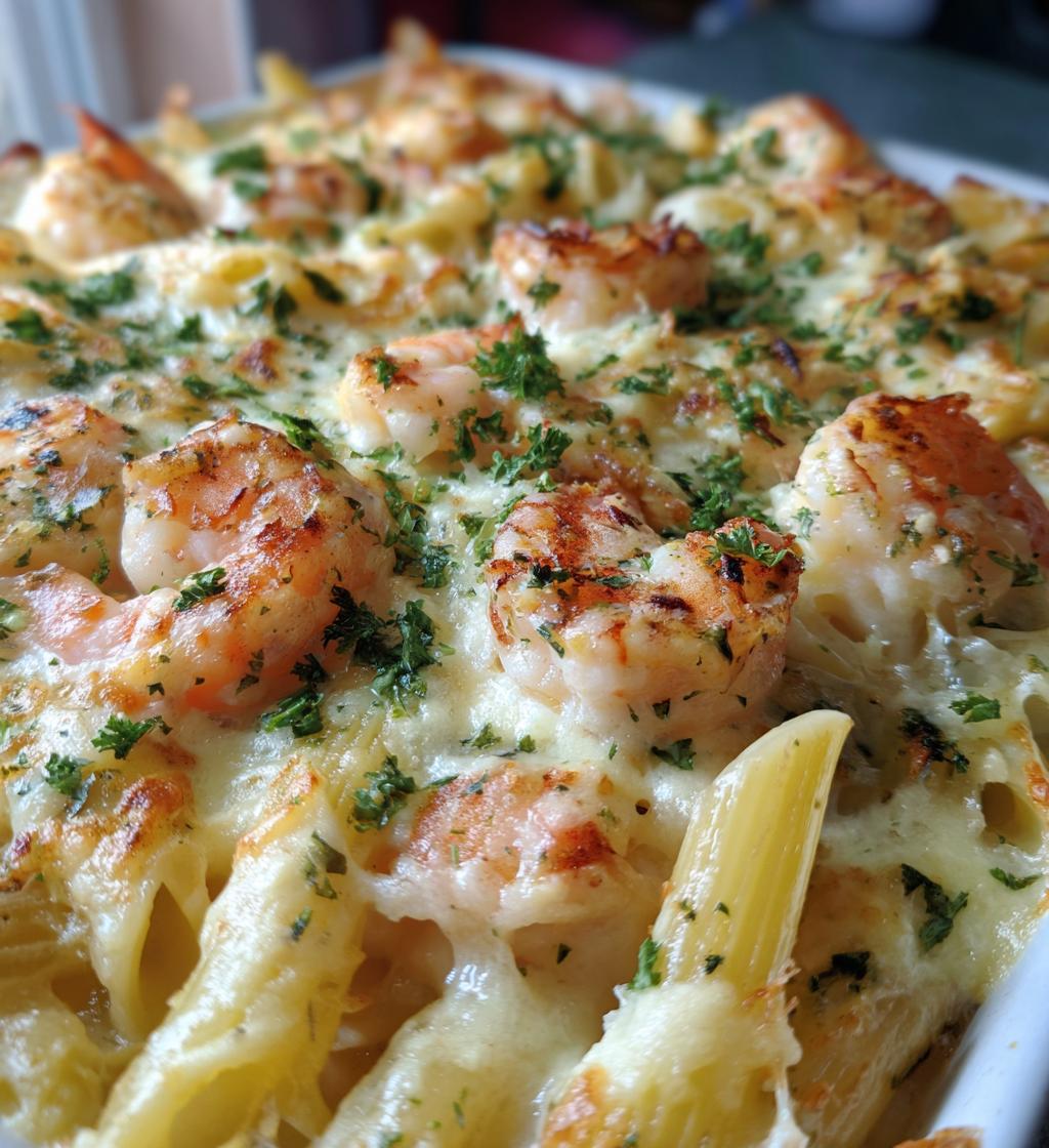 shrimp scampi pasta bake - detail 1