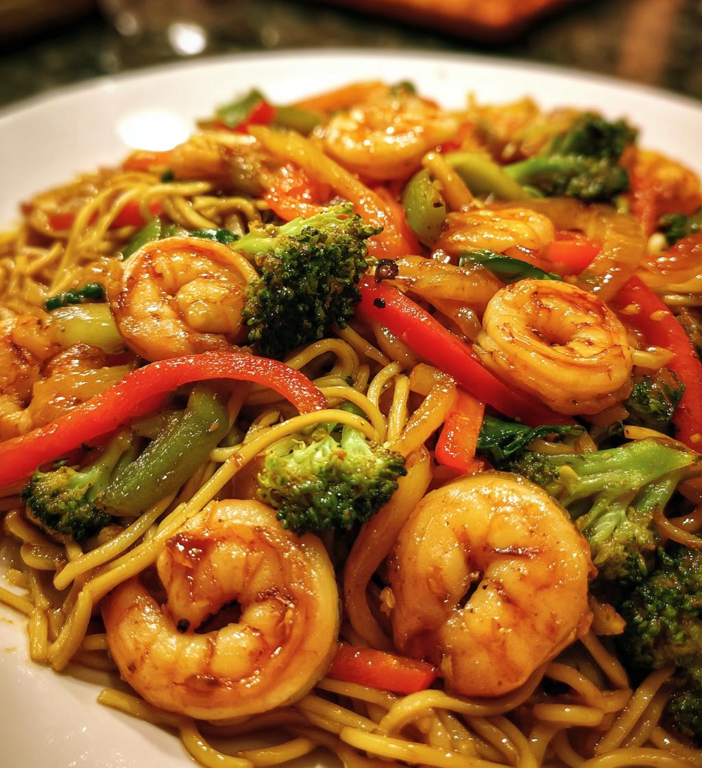 shrimp stir fry with noodles - detail 1