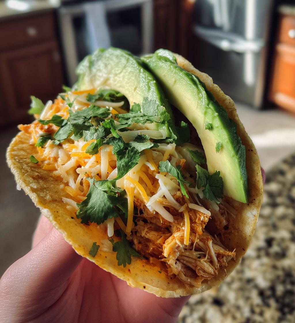 slow cooker queso chicken tacos - detail 1