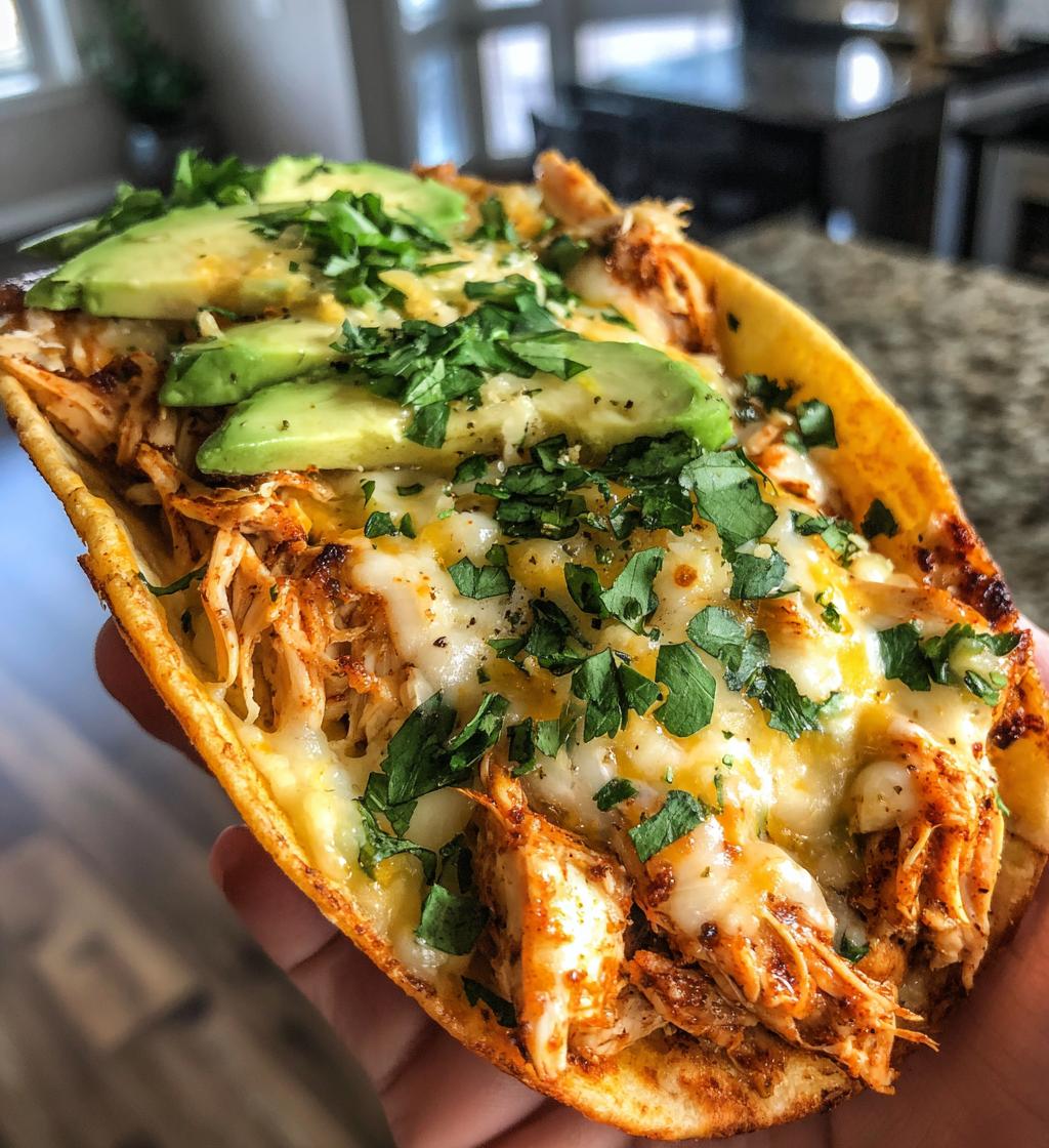 slow cooker queso chicken tacos