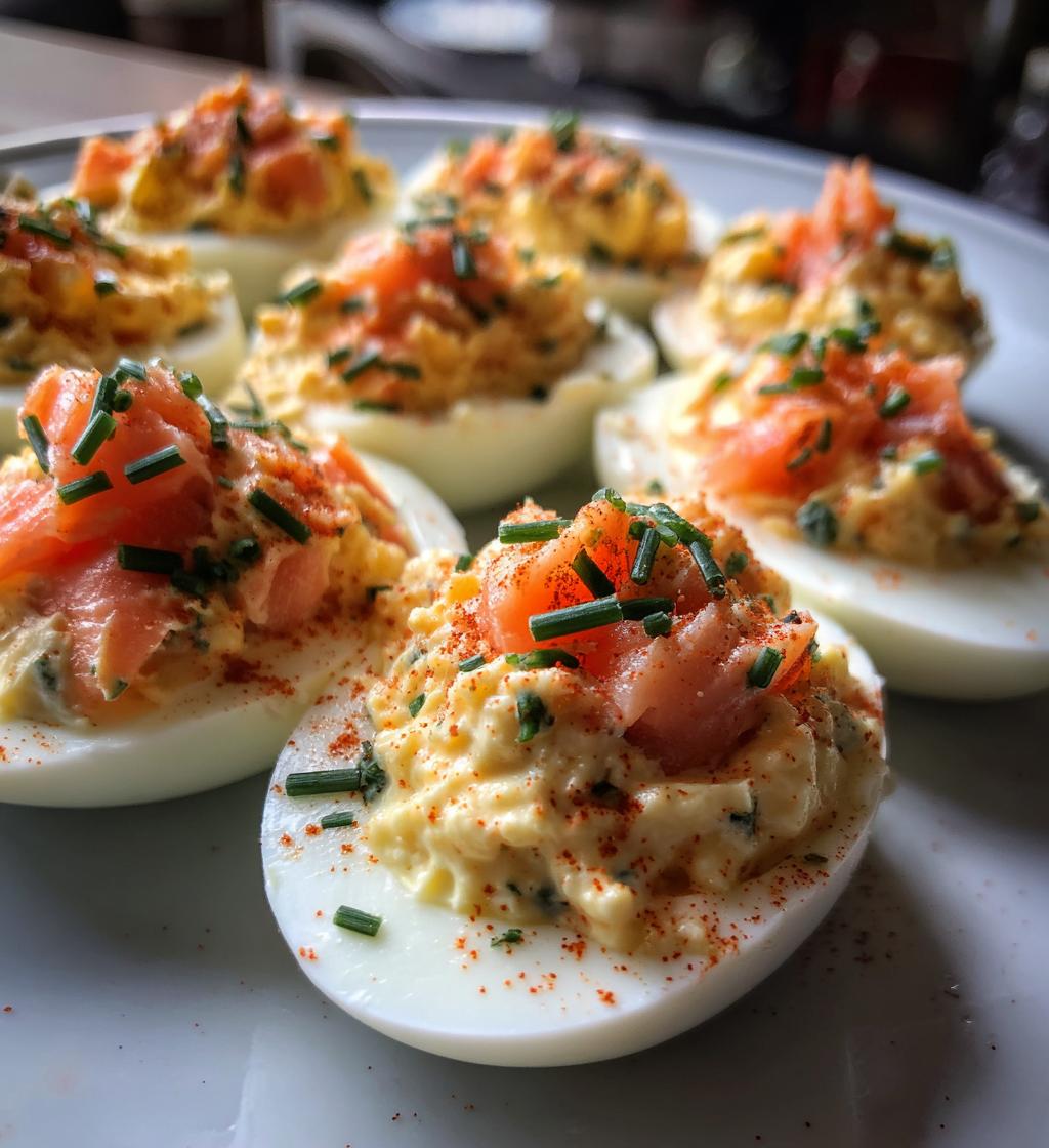 smoked salmon deviled eggs - detail 1