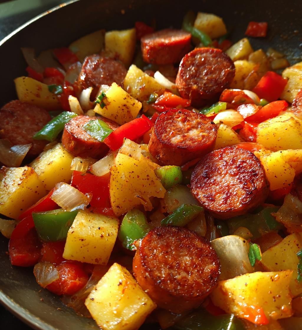 smoked sausage and potatoes skillet