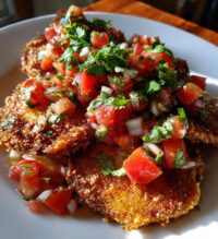 smoky fried green tomatoes with fresh salsa