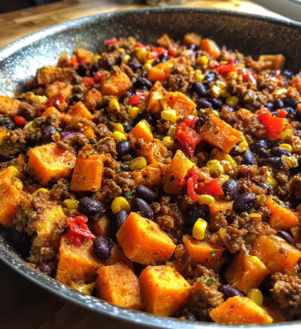 southwestern ground beef sweet potato skillet - detail 1