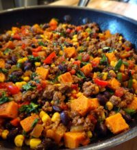 southwestern ground beef sweet potato skillet