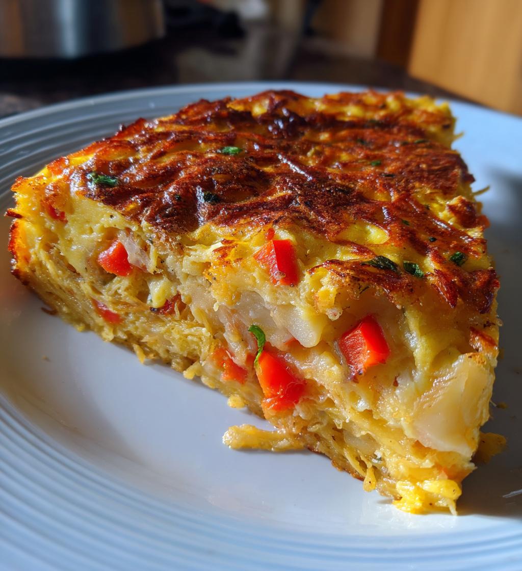 spanish tortilla inspired quiche with hashbrown crust - detail 1