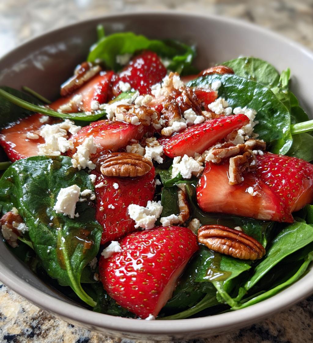 spinach strawberry salad pecans - detail 1