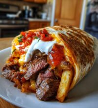 steak cheese dirty fry burrito