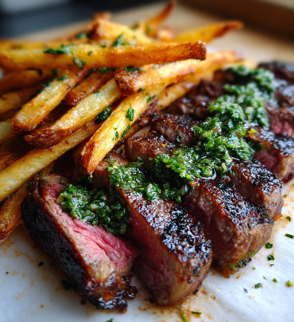 steak frites with chimichurri - detail 1