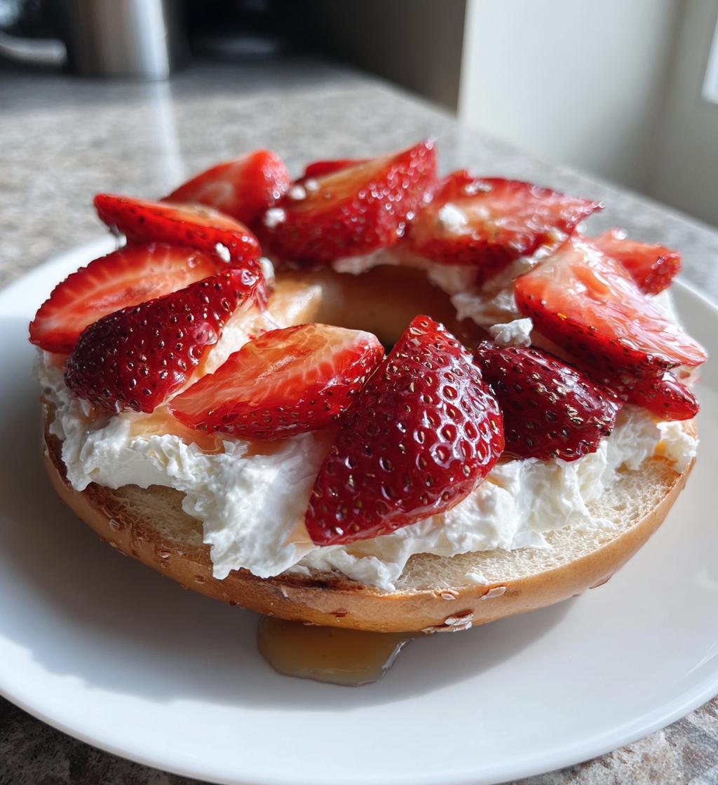 strawberry cream cheese bagel - detail 1