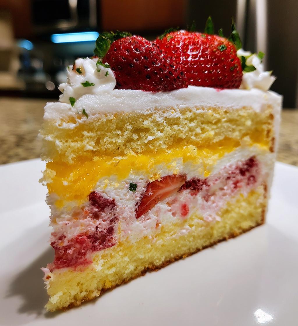 strawberry mango cake - detail 1