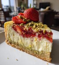 strawberry pistachio cheesecake