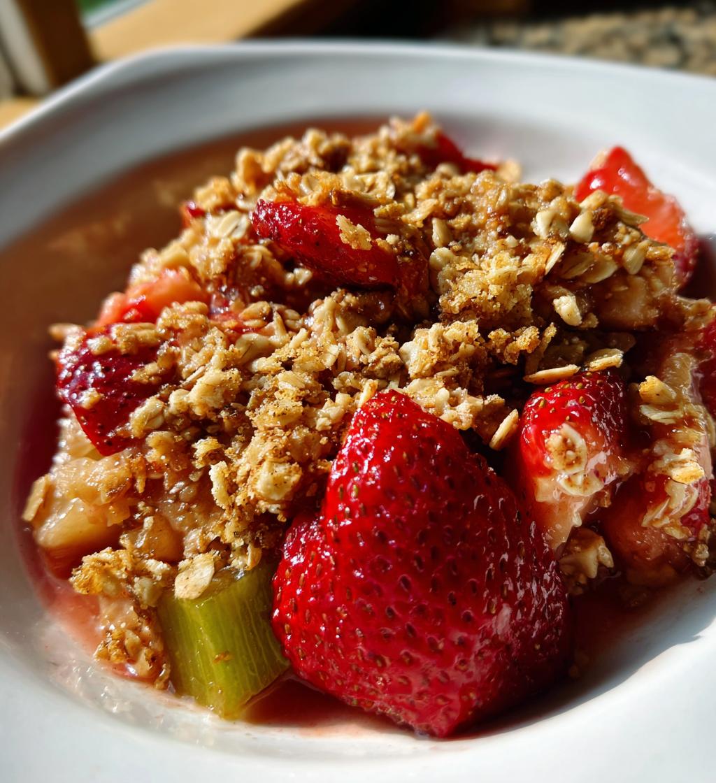 strawberry rhubarb crisp - detail 1