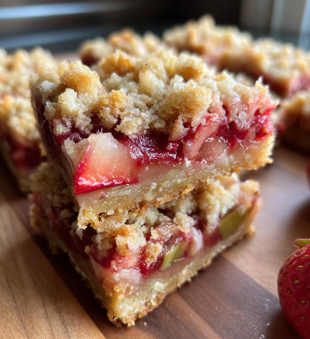 strawberry rhubarb crumb bars - detail 1