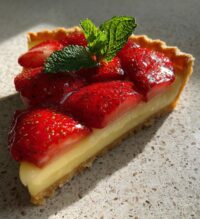 strawberry rose tart custard cream