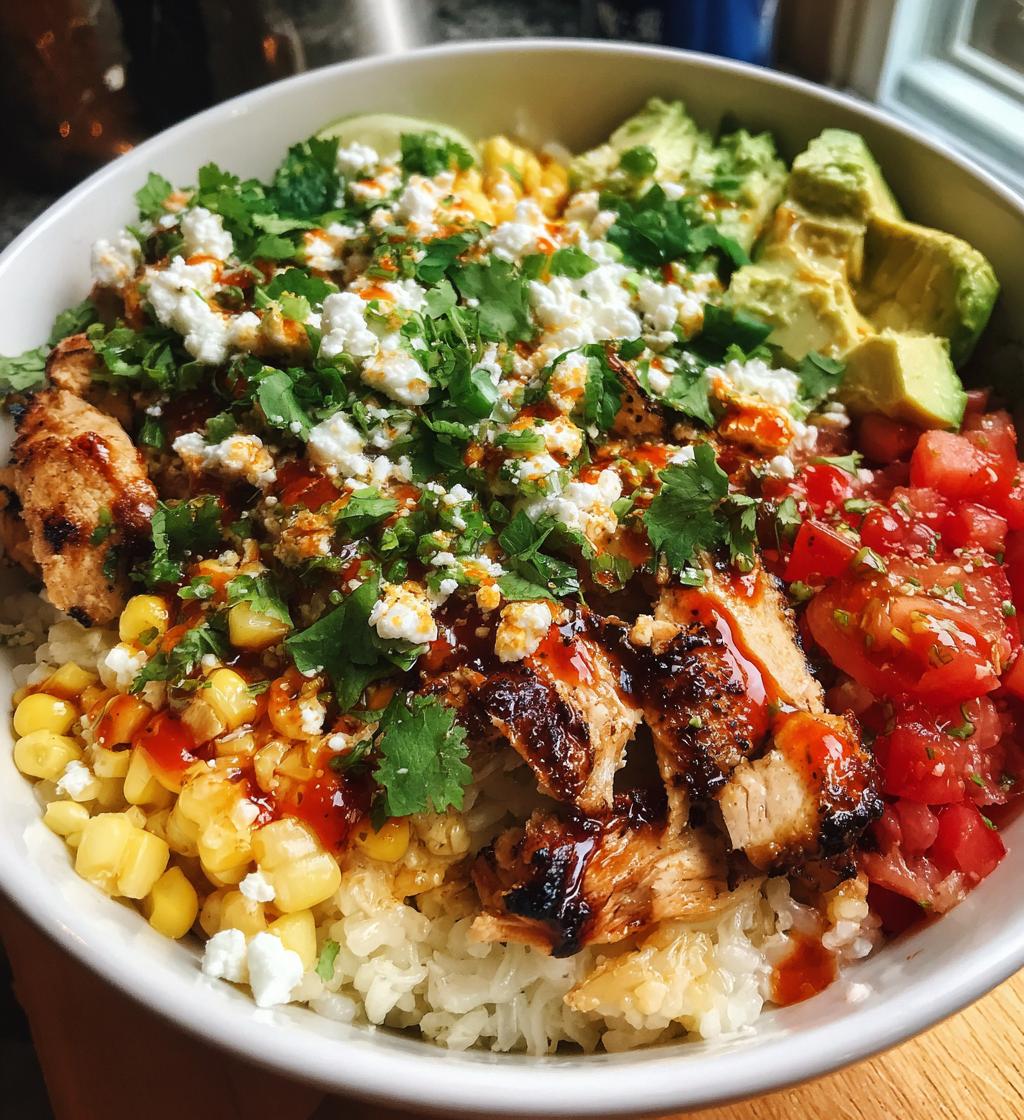 street corn chicken rice bowl - detail 1