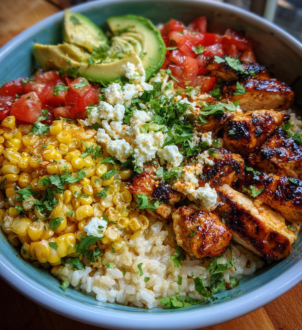 street corn chicken rice bowl