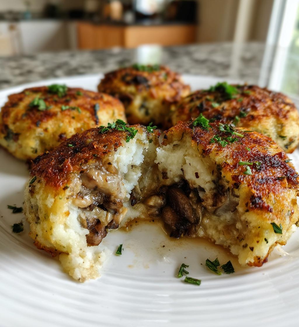 stuffed potato cakes meat mushrooms - detail 1