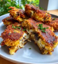 stuffed potato cakes meat mushrooms