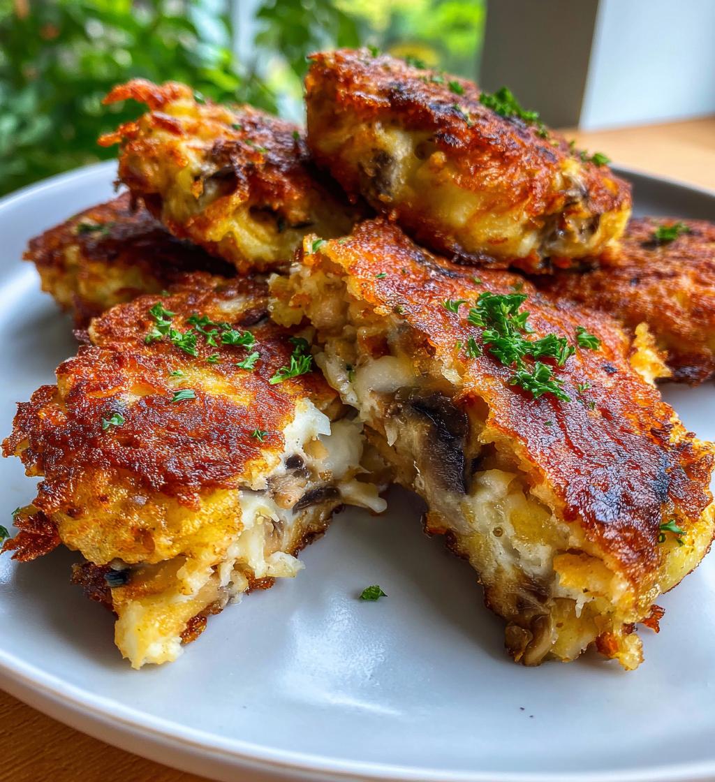 stuffed potato cakes meat mushrooms