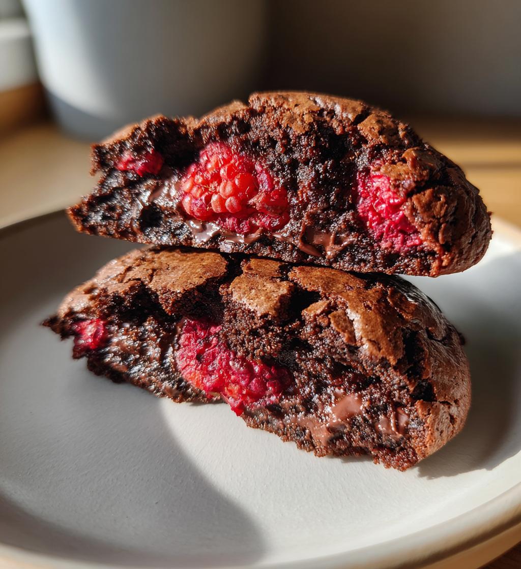 super fudgy raspberry stuffed brownie cookies - detail 1