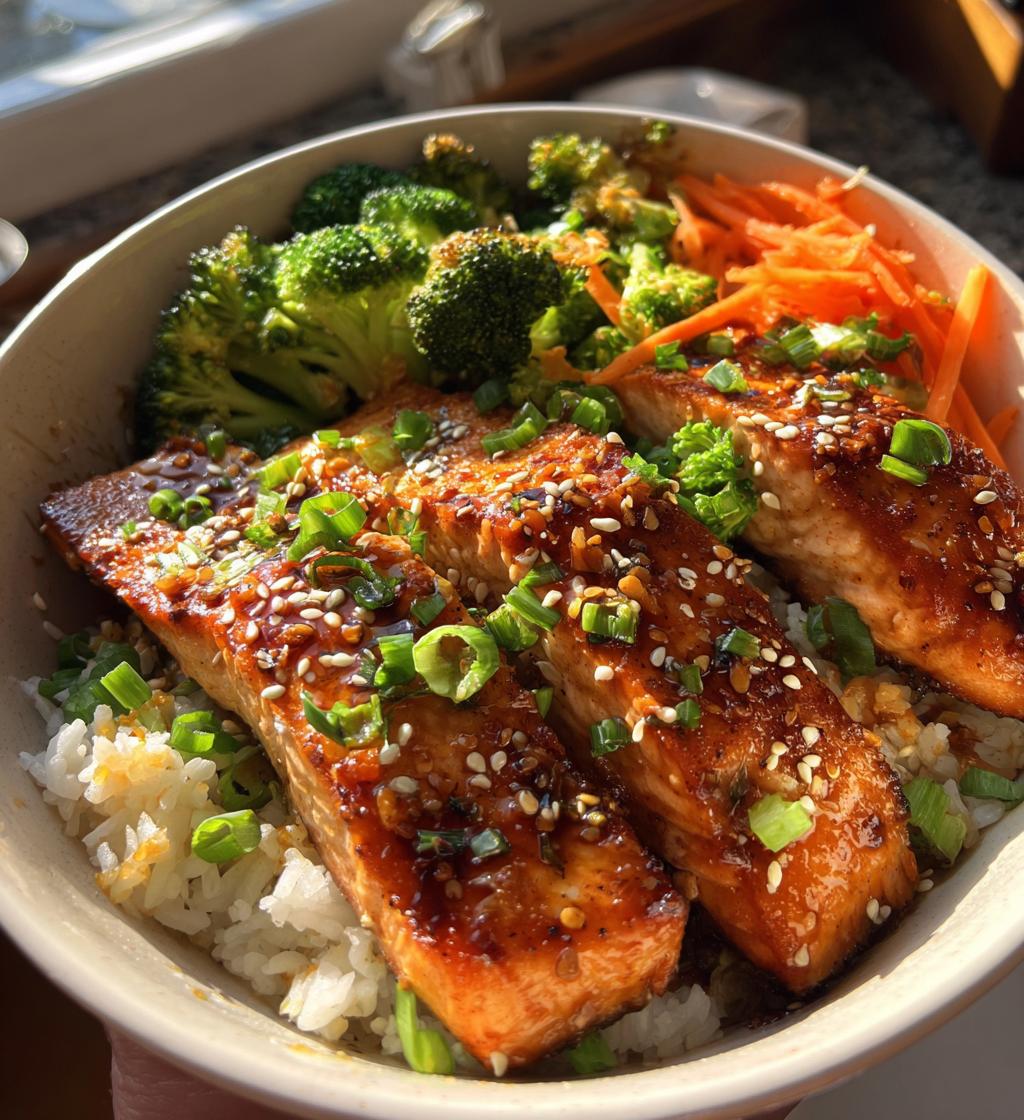 teriyaki salmon bowl - detail 1