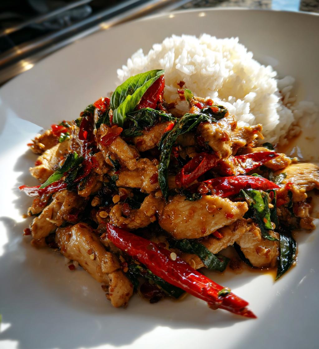 thai basil chicken - detail 1