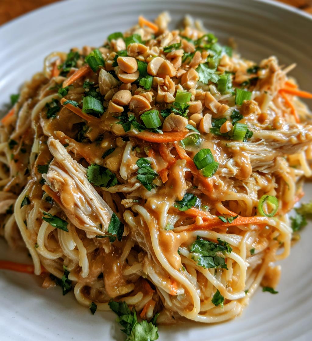 thai peanut noodles with chicken - detail 1