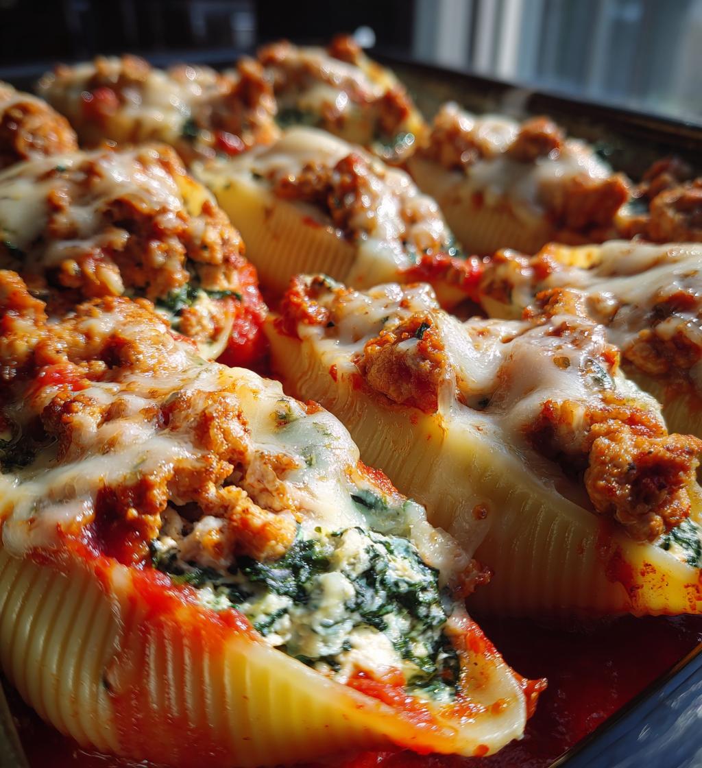 turkey and spinach stuffed shells - detail 1