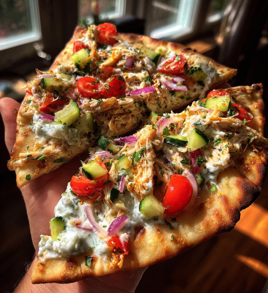 tzatziki chicken veggie naan pizza - detail 1