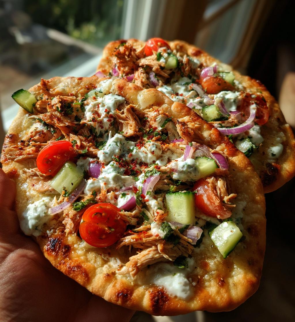 tzatziki chicken veggie naan pizza