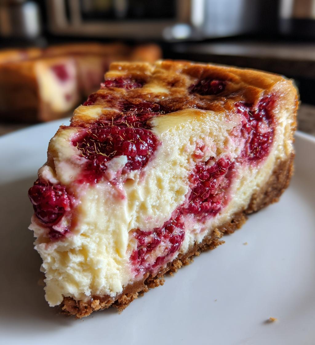 vegan baked raspberry cheesecake - detail 1