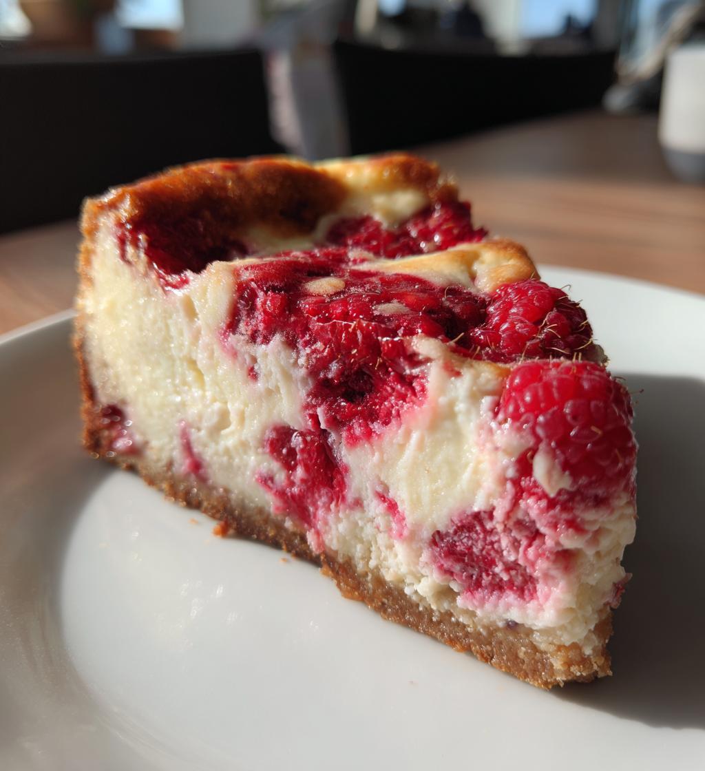 vegan baked raspberry cheesecake
