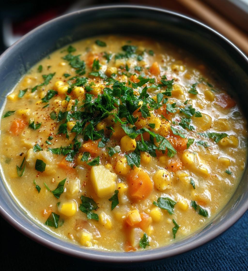 vegetarian corn chowder - detail 1