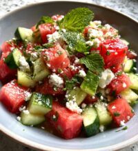 watermelon cucumber feta salad