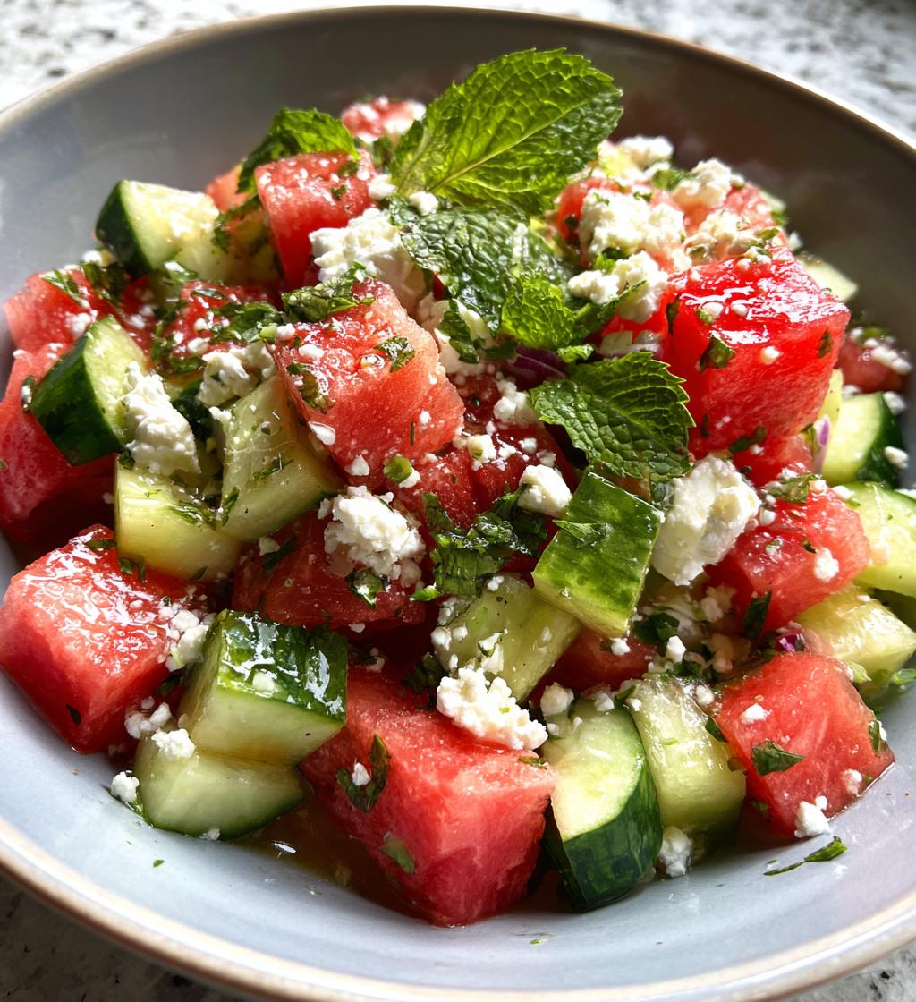 watermelon cucumber feta salad