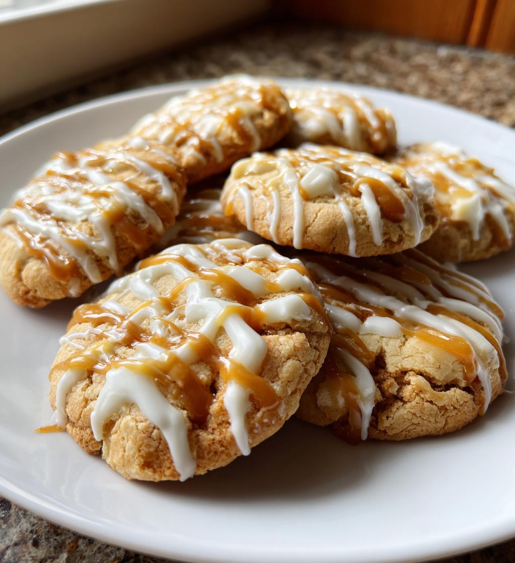 white chocolate caramel drizzle cookies - detail 1
